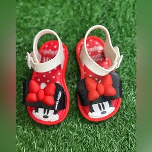 Mini Melissa Kids Minnie Mouse Sandals - Red, Black,‎ and White Size US-5